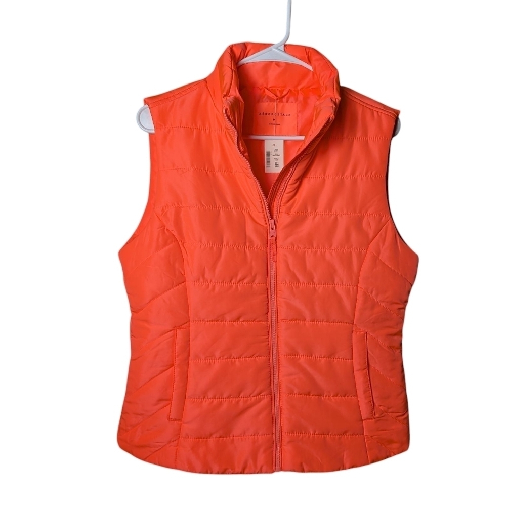 New Abercrombie & Fitch Bright Vibrant Puffer Puffy Pink Vest Zipper Pockets M